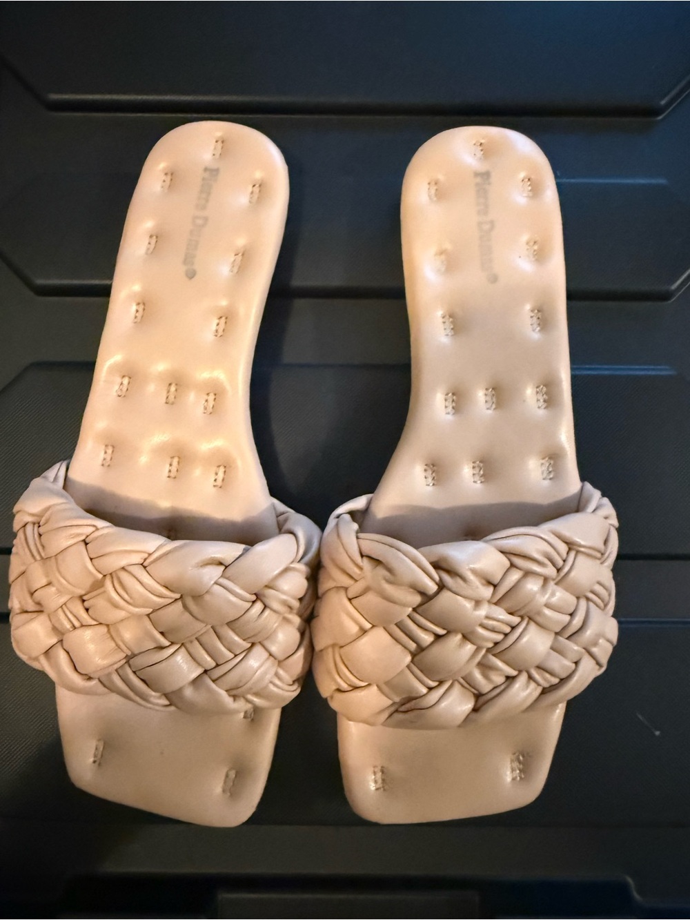 Woven Slide Sandals in Nude